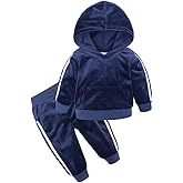 MYGBCPJS Boys Girls 2 Pcs Velour Tracksuit Sweatsuit Toddler Kids Long Sleeve Pullover Hoodie + Elastic Waist Sweatpants Set