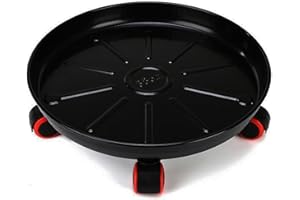 Dcpes 13” Rolling Plant Stand with Wheels, Metal Plant Caddy, 4 Locking Casters, Heavy Duty Wheeled Plant Dolly, Indoor Outdoor Iron Round Roller Base Tray for Potted Planter Holders, Black