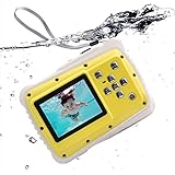 Waterproof Kids Digital Camera, Underwater Action Camera with 2-Inch LCD 12MP HD Video Underwater Camcorder for Children Boys Girls Gift Toys (Yellow)