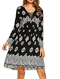 Beyove Women's Bohemian Vintage Printed Ethnic Style Loose Casual Tunic Dress