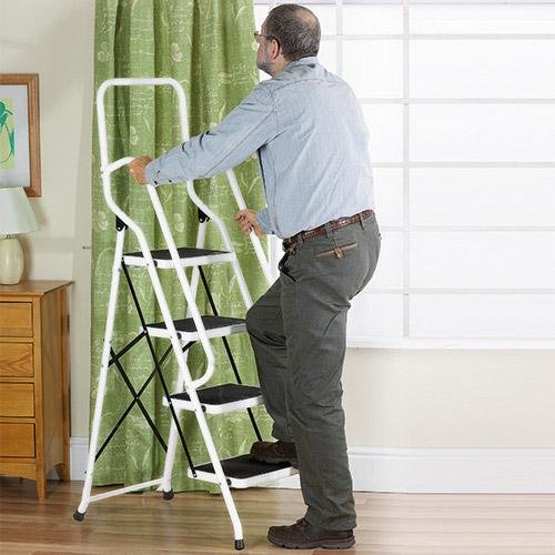 Easylife Steel Safety Four Step Ladder With Support Rails Amazon.co.uk