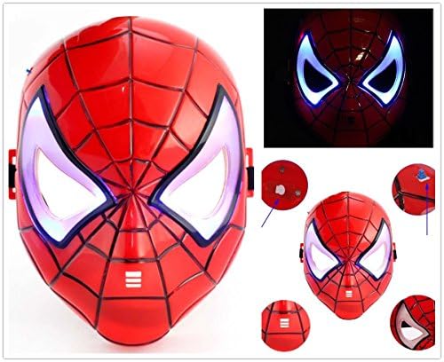 PALLION® Halloween Iron Man Spider-man LED Light Eye Face Mask us seller (Spider mask)