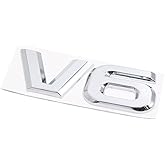uxcell Silver Tone Metal V6 Pattern Adhesive Badge Emblem Sticker Decals for Car