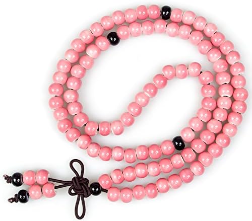 Mala Beads,Couples 108 Prayer Handmade Black and White Buddhist Vintage Style beaded Bracelet Necklace