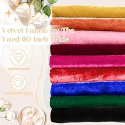 P Pothuiny Gold Velvet Fabric by The Yard, 1 Yard x