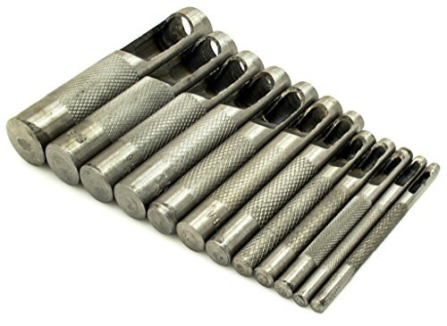 Bastex Heavy Duty 12 Piece Hollow Punch Set. 3mm to 19mm. Leather Working Tools Perfect for Holy Punches in Fabric, Belts, Shoes and More.