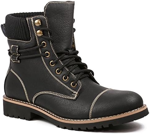 Polar Fox MPX-808570 Men's Black Lace Up Cap Toe Military Combat Work Desert Ankle Boot (11)