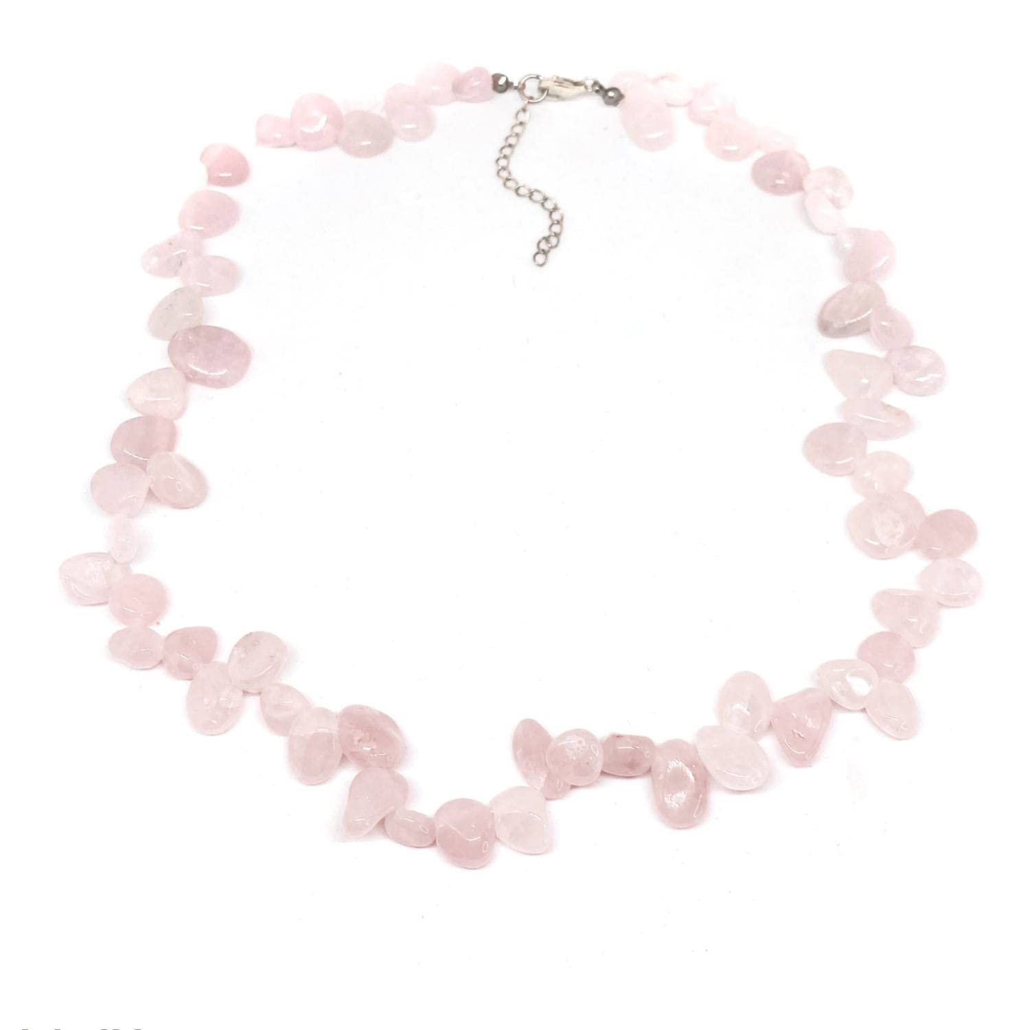 Rose Quartz Pear Bead 18 Inch With Extender Chain