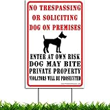 Vibe Ink Beware of Dog Sign No Trespassing - 12 x 18 inches - Double Sided Print - 4mm Corrugated Plastic - Waterproof - Metal H-Stake Included! (1)