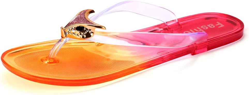 Flip Flops Thongs, Stylish Jelly Flat Sandals, Breathable Clog Shoes Beach Slippers, Summer Indoor and Outdoor Slide Shoes for Women Men Girls Boys