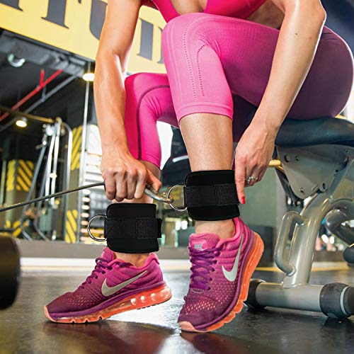 Zrova Ankle Straps for Cable Machines, Adjustable Ankle Straps for Legs Workout (Black) - Thumbnail 4