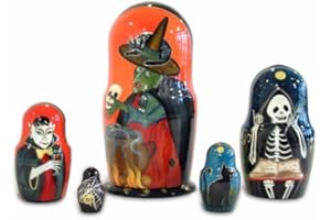 Golden Cockerel Made in Russia Halloween Witch Nesting Doll 5pc./6" Vampire Collectible Babushka Russian Doll 100% Guaranteed!