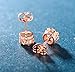 MDFUN Rose Gold Plated 6.0mm Round Brilliant Crown Opal and Cubic Zirconia Stud Earrings