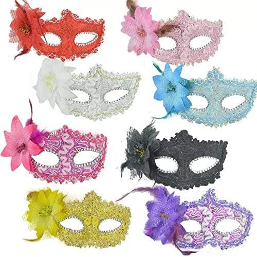 Azornic Half Masquerades Venetian Masks Costumes Party Accessory (Pack of 8)