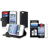 WalkNTalkOnline - Apple iPhone 4 4G & iPhone 4S Black Executive Specially Designed Leather Book Wallet Case With Credit Card/Business Card Holder