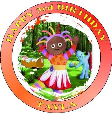 UPSY DAISY PERSONALIZED 7.5" CIRCLE ICING CAKE TOPPER- ANY NAME,AGE OR MESSAGE - D2 - USE THE GREETING MESSAGE WHEN YOU CHECK OUT OR EMAIL ME WITH THE NAME