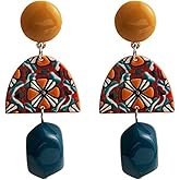 Acrylic Geometric Dangle Drop Earrings for Women, Boho Statement Multicolor Geometric Earrings Minimalist Hypoallergenic Jewelry Gift