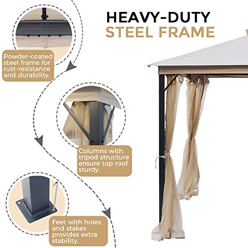 AsterOutdoor 10x10 Outdoor Gazebo for Patios Canopy for Shade and Rain