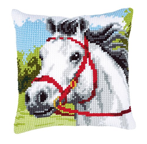 Vervaco White Horse Cross Stitch Cushion, Multi-Colour