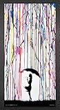 Culturenik Marc Allante Girl Blowing Dandelion Under Umbrella Paint Rain Modern Contemporary Decorative Art Print (Framed 12x24 Poster)