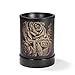 Foromans Wax Melt Warmer Black Rose Style Fragrance Warmer Lamp with Black Wood Base Metal Cover Oil Warmer for Home Décor