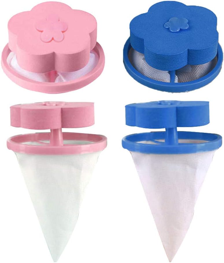 XNV 4PC Household Reusable Washing Machine Universal Floating Lint Hair Catcher Mesh Pouch Filter Washer Bag Laundry Ball