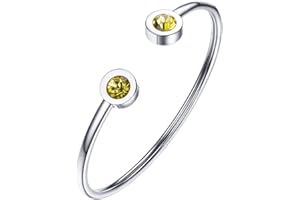 PROSTEEL Stainless Steel Birthstone Bracelet Jan - Dec Birthday,Jewelry for Women,fit Wrist from 5.5''-7.6'' in Circumference, Come with Box