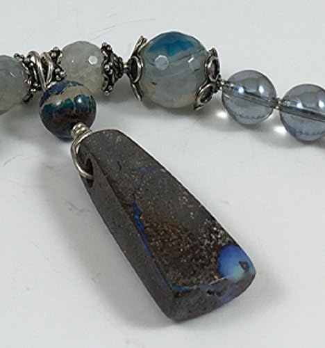 Gorgeous BOULDER OPAL PENDANT Hand-strung 17" NECKLACE with Sterling Silver