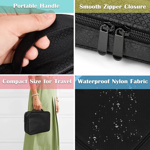 Travel Jewelry Organizer Case, Jewelry Bags with Clear Zipper & Velvet Pouch, Jewelry Storage Binder for Earrings, Rings, Necklaces, Bracelets – Portable and Compact for Travel & Everyday Use (Black)
