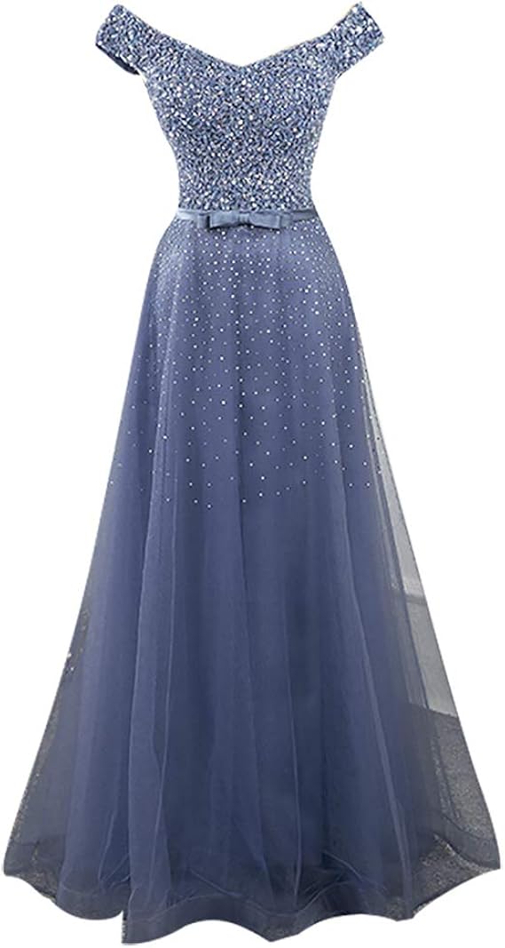 Amazon Alinlofse 着痩せ ロングドレス 二次会ドレス ブルー パーティードレス 結婚式写真撮影衣装 パーティードレス 通販