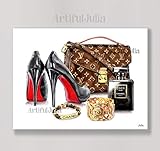luxury fashion brands art print of watercolor painting, (NO FRAME), 5