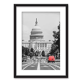 Framed Wall Art Modern City View Giclee Printed Art in Black Picture Frames White Matting - 23x31 inches