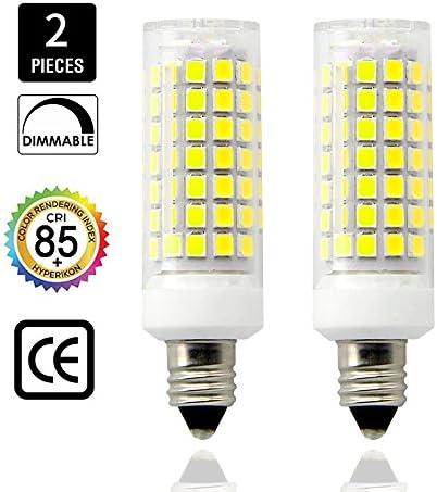 E11 led bulbs, All-New Mini Dimmable Candelabra Base, T4 /T3 JD Type Clear E11 light bulbs,8.5 Watt, 75W 100W halogen bulbs replacement,850 lumens, 110V, 120V, 130V,(2 pack)Daylight White.
