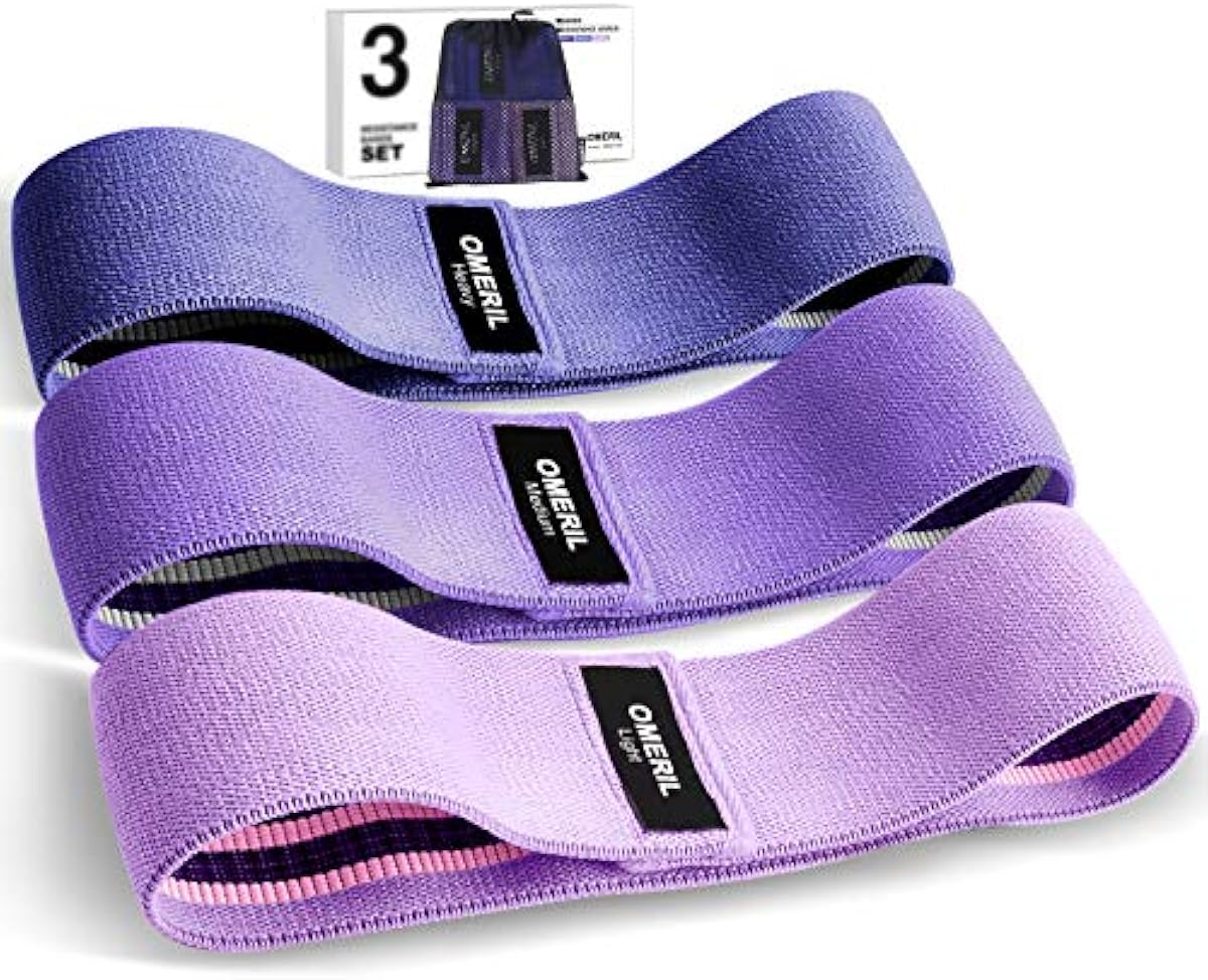 OMERIL Resistance Bands Set, 3 Packs Fabric Workout Bands with 3 Resistance  Levels, Non-Slip Exercise Bands Elastic Resistance Loops Bands with  Carrying Bag for Legs, Butt, Hips and Glutes… - Kanadian Best Inc