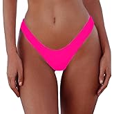 SherryDC Women's Sexy Cheeky Thong Brazilian Cut Low Rise High Leg Bikini Bottom