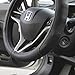 Motor Trend GripDrive Faux Black Leather Steering Wheel Cover for Car Truck Van SUV, Standard 15 inch Size, Beige Accent Stitched Car Steering Wheel Cover Vehicle & Auto Accessories