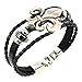 Aprilsky Women's Unisex Jewelry Leather Bracelet Fleur De Lis Charm Bangle Bracelet Black
