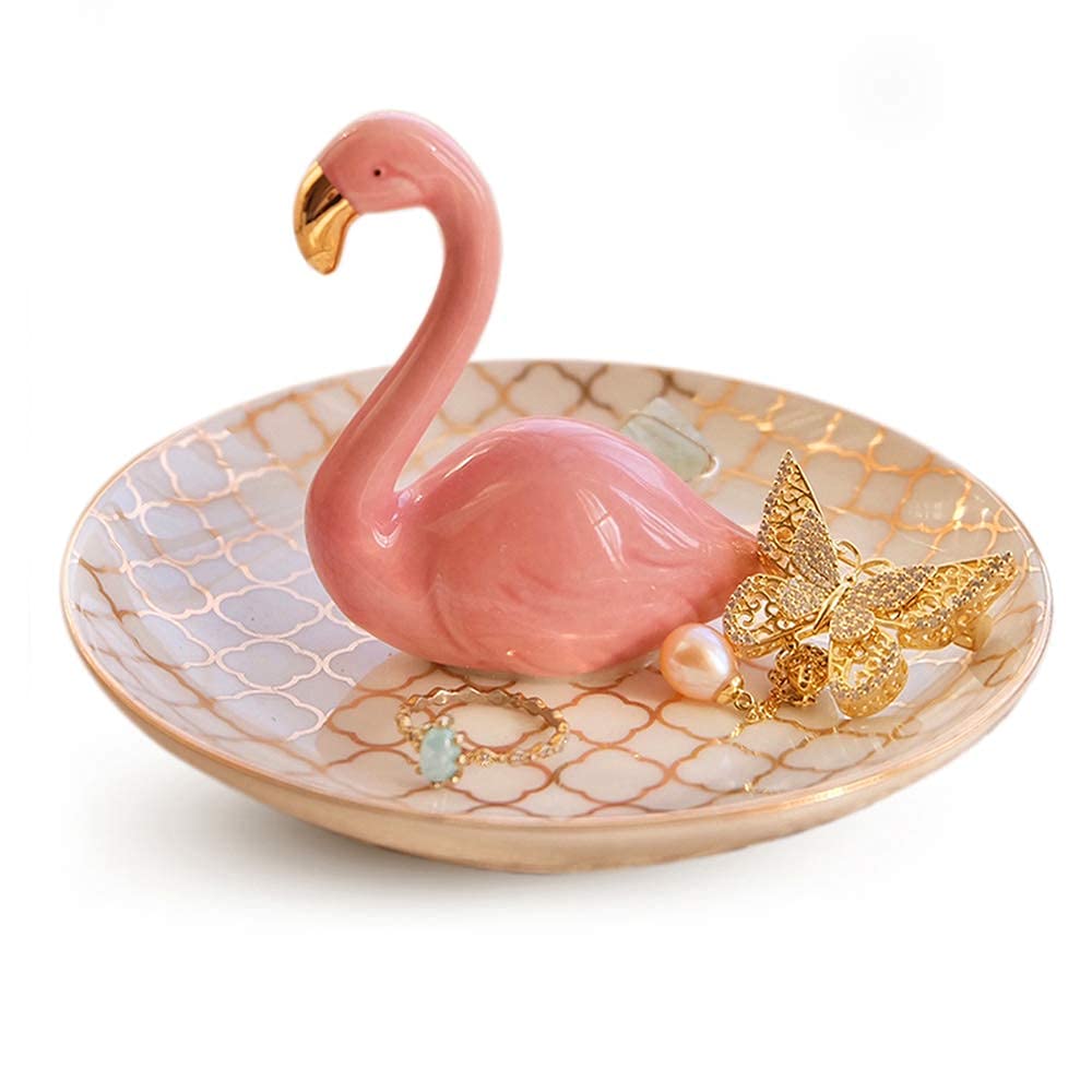 Titanape Flamingo Gifts for Women, Flamingo Ring Holder Jewellery Tray, Ring Tray for Ring Necklace Earring Jewellery Holder, Birthday Christmas Valentine's Day Gifts for Women Friend Mum Daughter — image 1