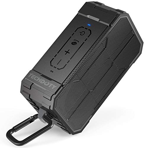 TECHDOTY Bluetooth Speaker, Portable Wireless Bluetooth 4.2 Waterproof Speakers with Dual 5W HD Sound, Handsfree, 10H playtime Compatible with Echo Dot, iPhone, iPad, Samsung, tablet（Black)