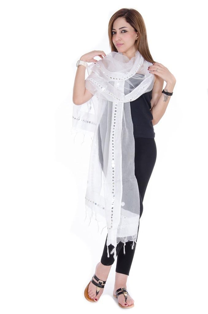 ooltah chashma women's tissue dupatta (dupt-026_white_free size)