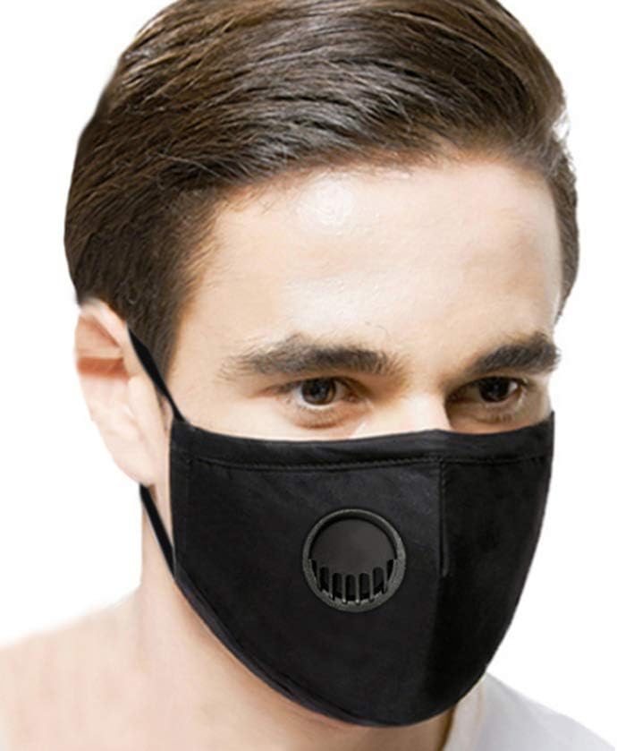 FANTASIEN Face Masks with Breathing,Washable,Reusable Dust Masks Air Purifying PM2.5 Carbon Filter Face Mask-Protection from Dust, Pollen, Pet Dander, Other Airborne Irritants (black)