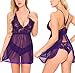 Ababoon Lace Babydoll Lingerie Chemises Sexy Outfits Nightwear G-String Set Purple