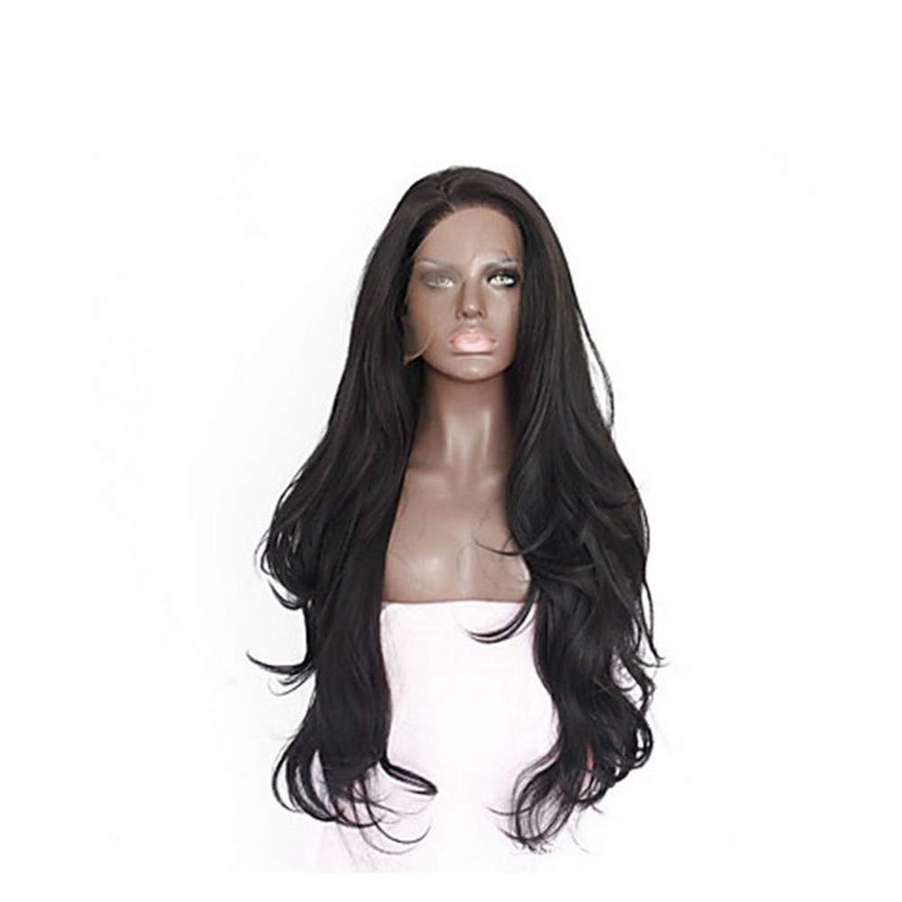 Greenmirr Black Lace Front Wig Long Wavy 13X4 Lace with Side Partition Wall Heat Resistance Synthetic Hair 26in
