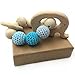 Amyster Crochet Bead Teething Ring Set Untreated Beech Teether with Organic Wood Elephant Toy Wood Bracelet Baby Mom Kids Wooden Teether Bangle