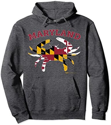 Unisex Maryland State Blue Crab Flag Pullover Hoodie XL: Dark Heather