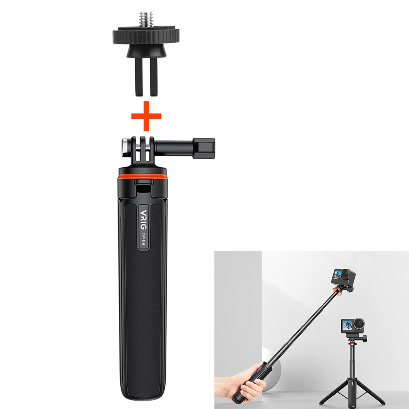 LICHIFIT Extendable Tripod Selfie Stick for DJI OSMO POCKET 3 / Action 4 Length Adjustable Extension Rod with Gimbal for Insta360 ONE X3 / X2 Action Camera Base Bracket Mount Holder Accessories