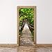 MISSSIXTY Door Sticker, 3D Drawbridge Forest Door Mural Decals Wall Murals Wallpaper Vinyl Removable Stickers for DIY Home Decor Poster Decoration 30.3