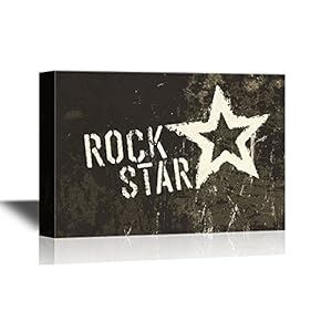 Canvas Wall Art - Rock Star on Grunge Background - Gallery Wrap Modern Home Art | Ready to Hang - 12x18 inches
