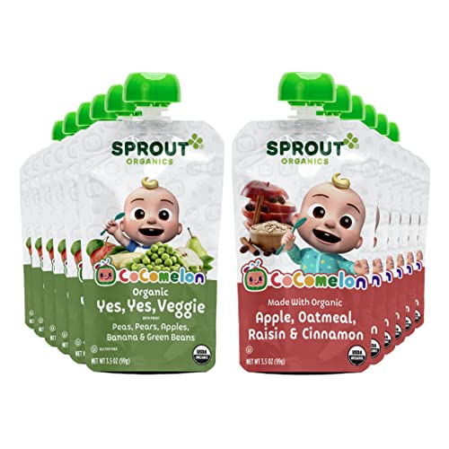 Sprout Foods Sprout Organic Baby Food, Yes Yes Veggie, Apple Oatmeal Raisin, Variety