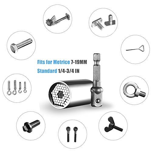 Universal Socket Grip 7-19mm Multi-Function Ratchet Wrench Power Drill Adapter Tools - Gift for Men, DIY Handyman, Father/Dad, Husband, Boyfriend, Women